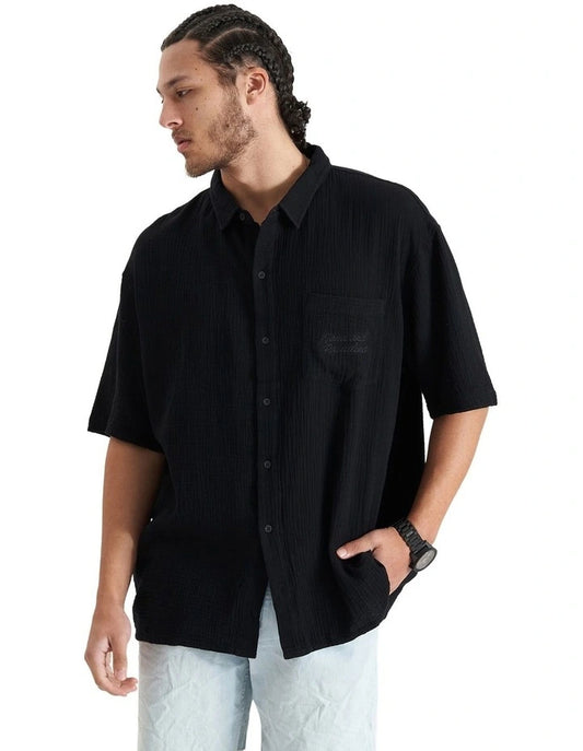 Destroyer Oversized Ss Resort Shirt - Jet Black