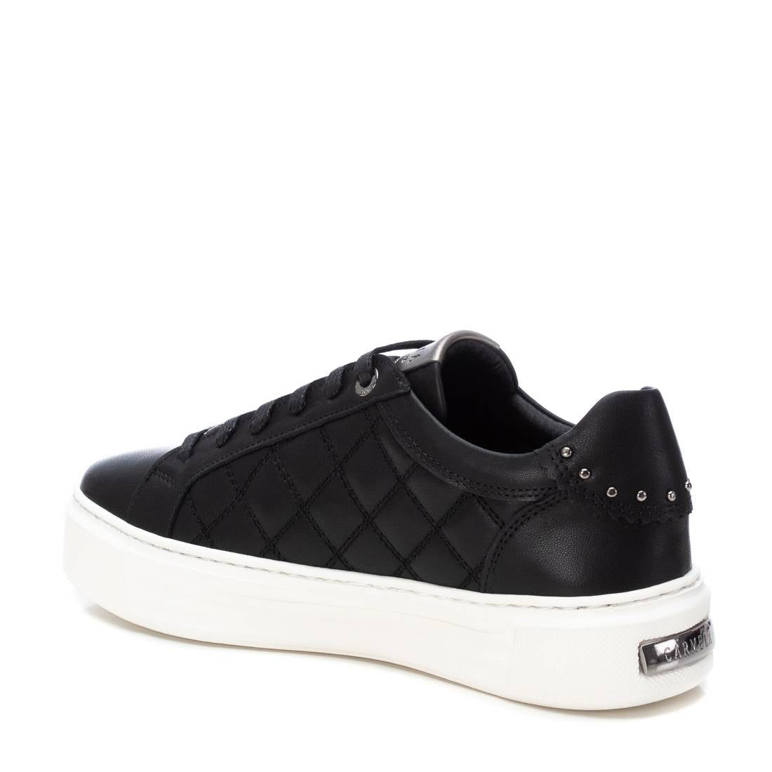 Carmela Lace Up Quilted Sneaker in black - top