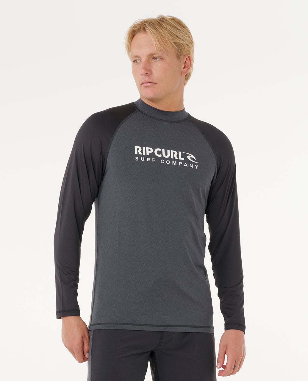 Rip Curl Shock UPF Long Sleeve rash vest Black Marle front
