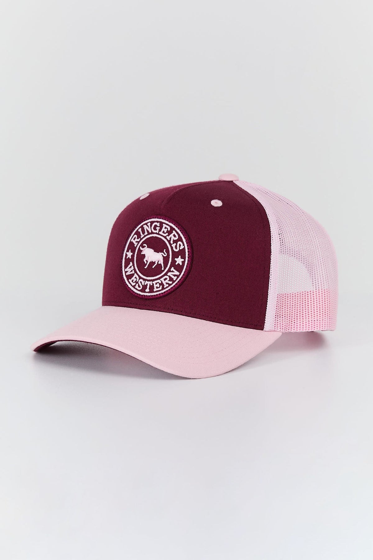 Ringers Western Signature Bull Trucker Cap in plum and dusty pink