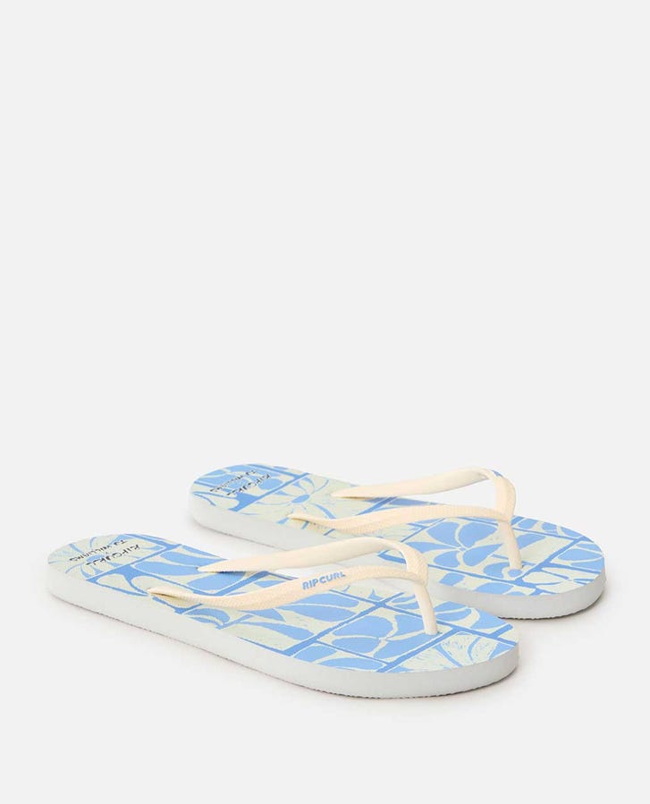 Mixed Bloom Open Toe - Blue / White