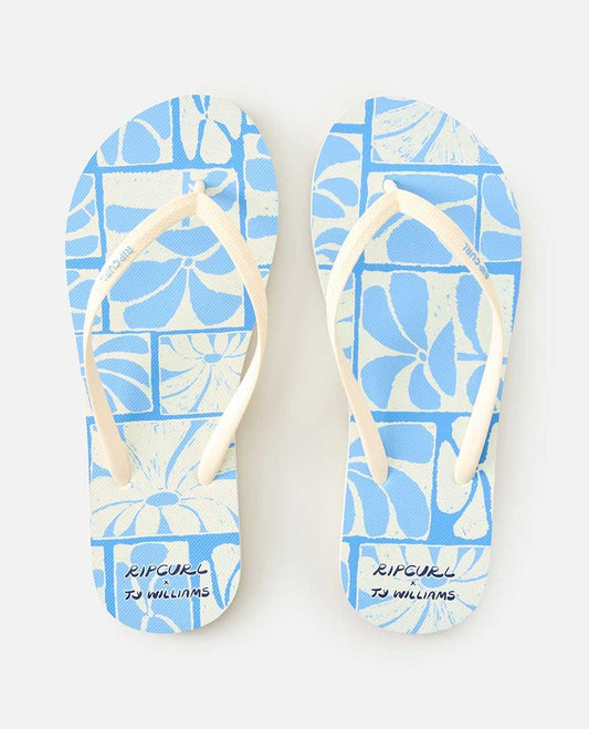 Mixed Bloom Open Toe - Blue / White