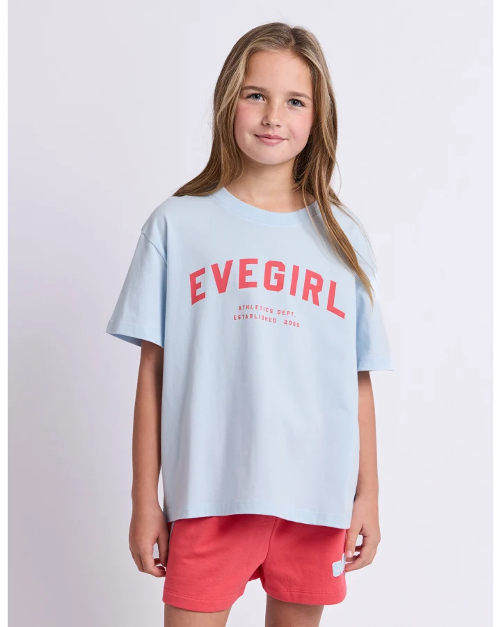 Eve Girl Motion Tee in light blue and pink - detail
