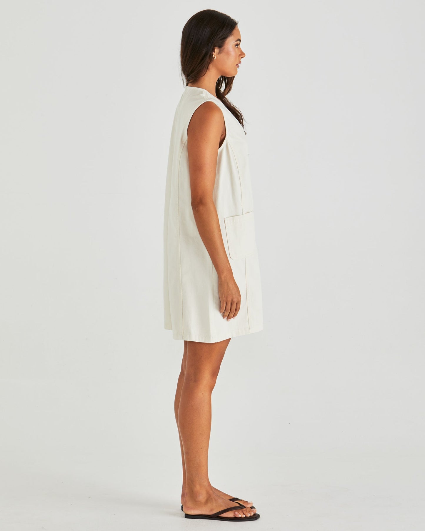 Sabine Denim Vest Dress - Parchment Wash Cream