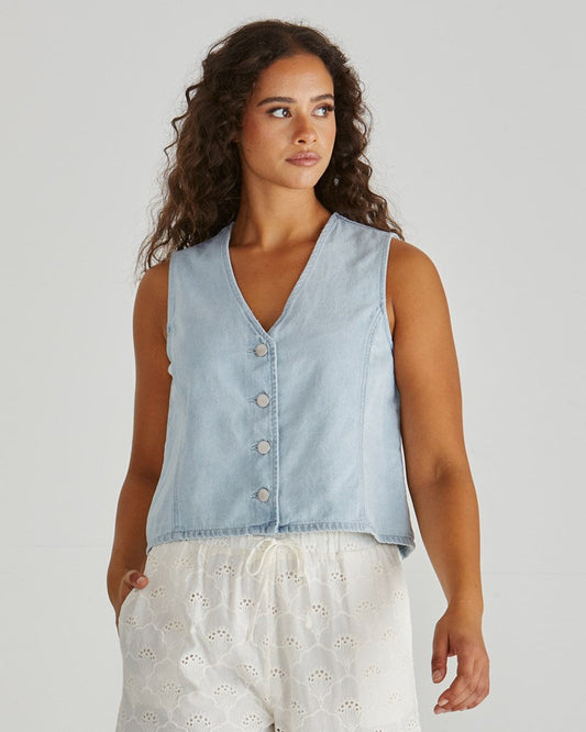 Sabine Denim Vest - Bleach