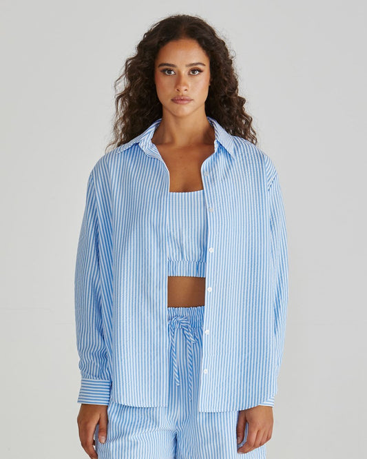Alani Shirt - Blue White Stripe