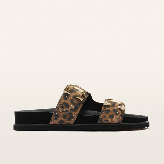 Deon - Dark Leopard Print Suede Stud