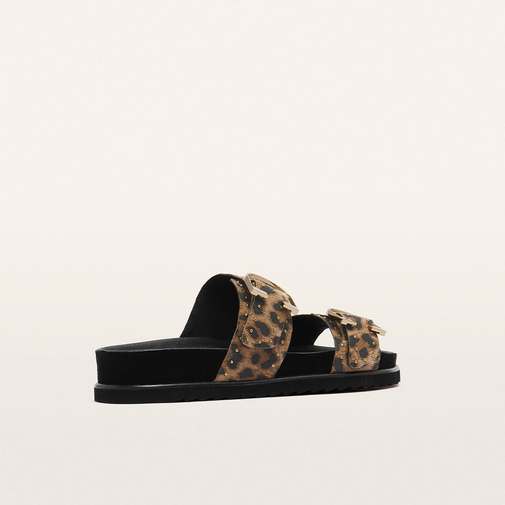 Deon - Dark Leopard Print Suede Stud