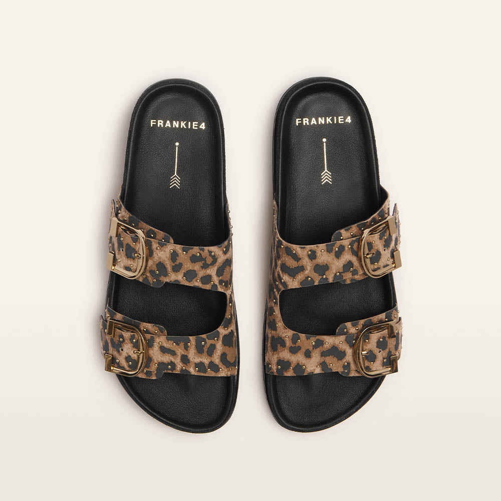 Deon - Dark Leopard Print Suede Stud