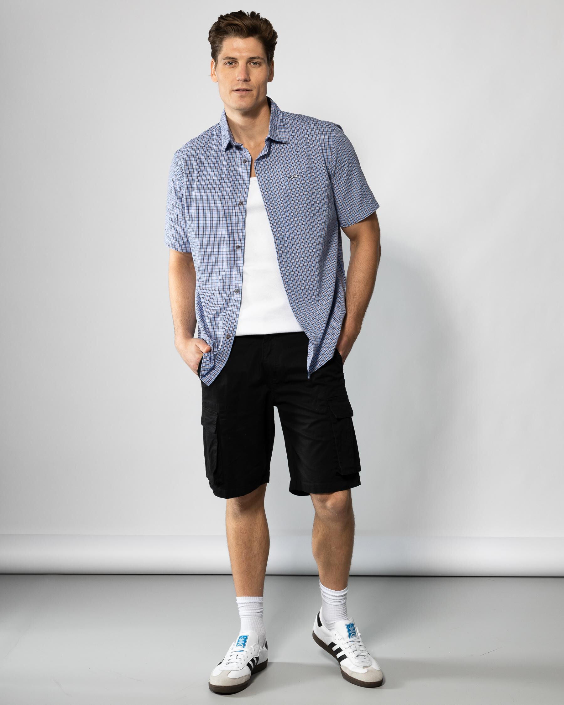 Datsun Check Short Sleeve Shirt - Atlantic Blue