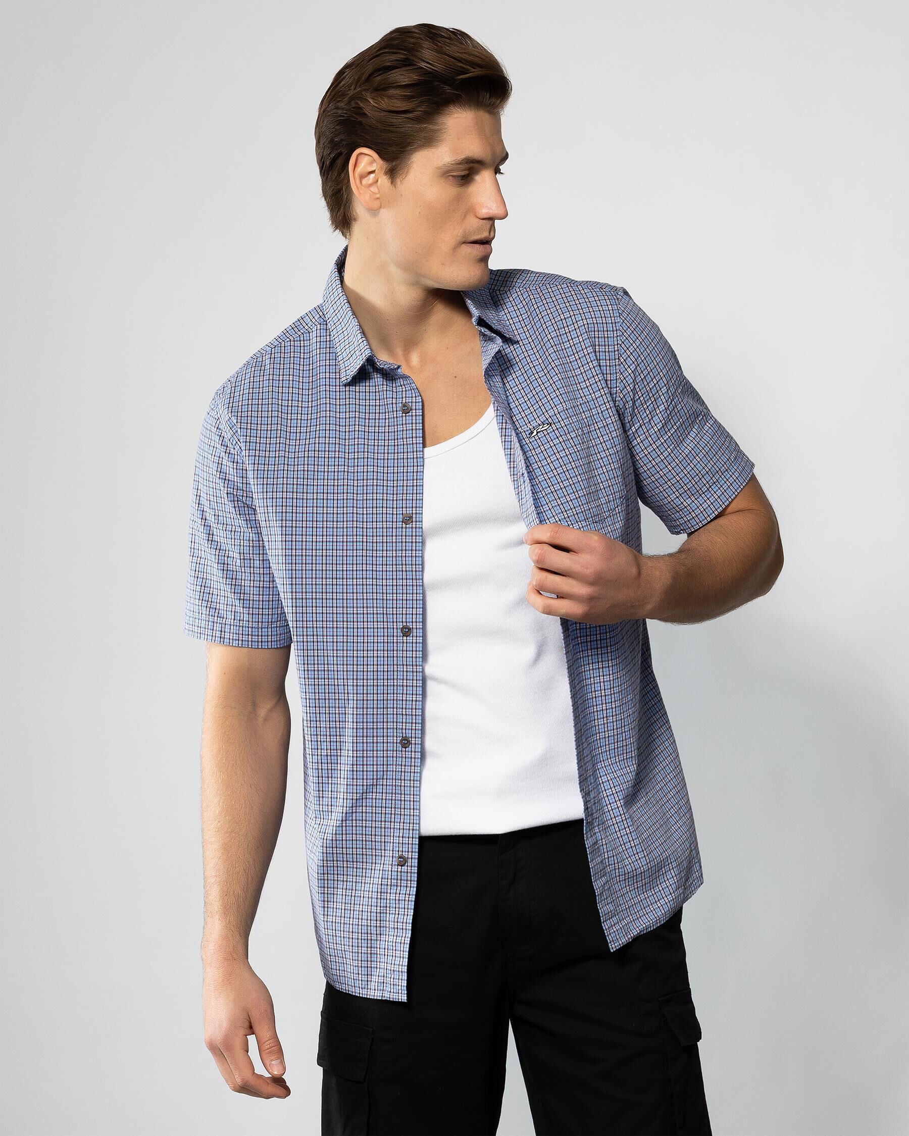 Datsun Check Short Sleeve Shirt - Atlantic Blue