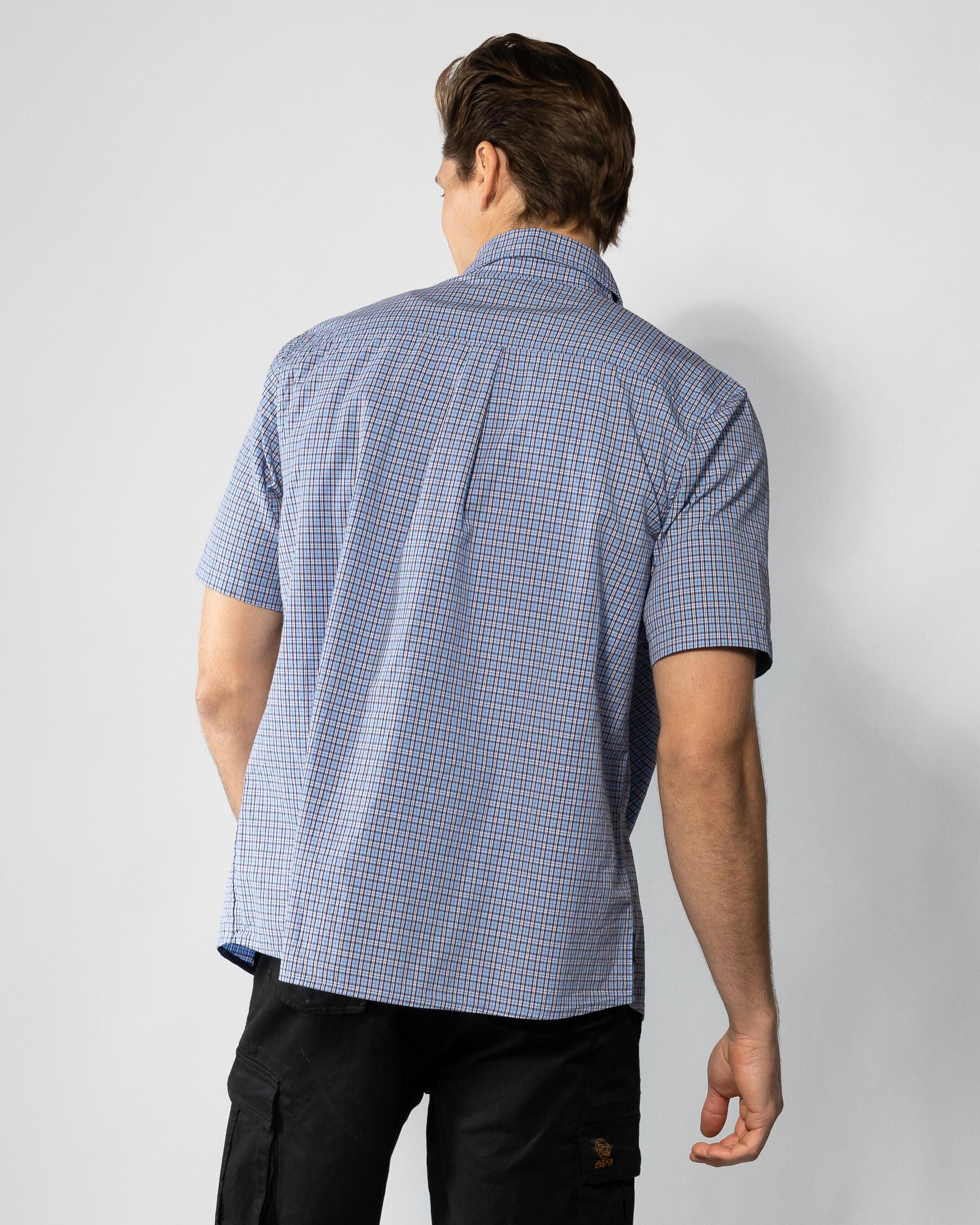 Datsun Check Short Sleeve Shirt - Atlantic Blue