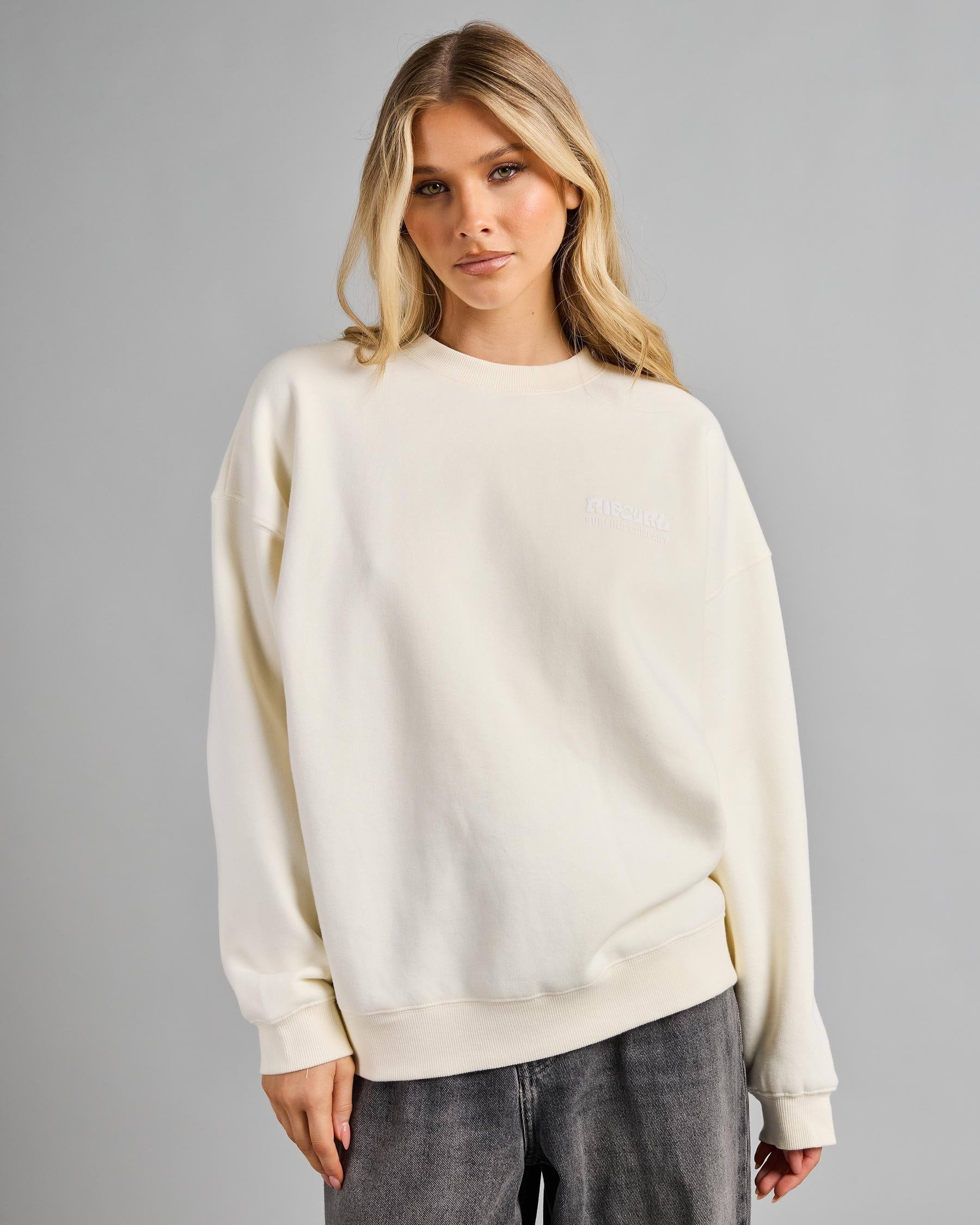Rip Curl Surf Puff Heritage Crew - Bone / White (view 3)
