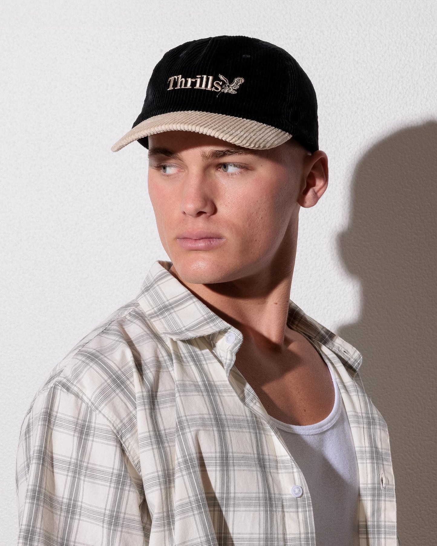 Thrills Workwear 5 Panel Cap - Black - Green Sheen