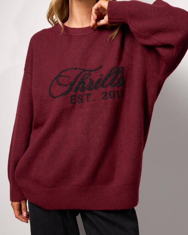 Thrills Bloodlines Knit Sweater -  New Maroon (view 4)