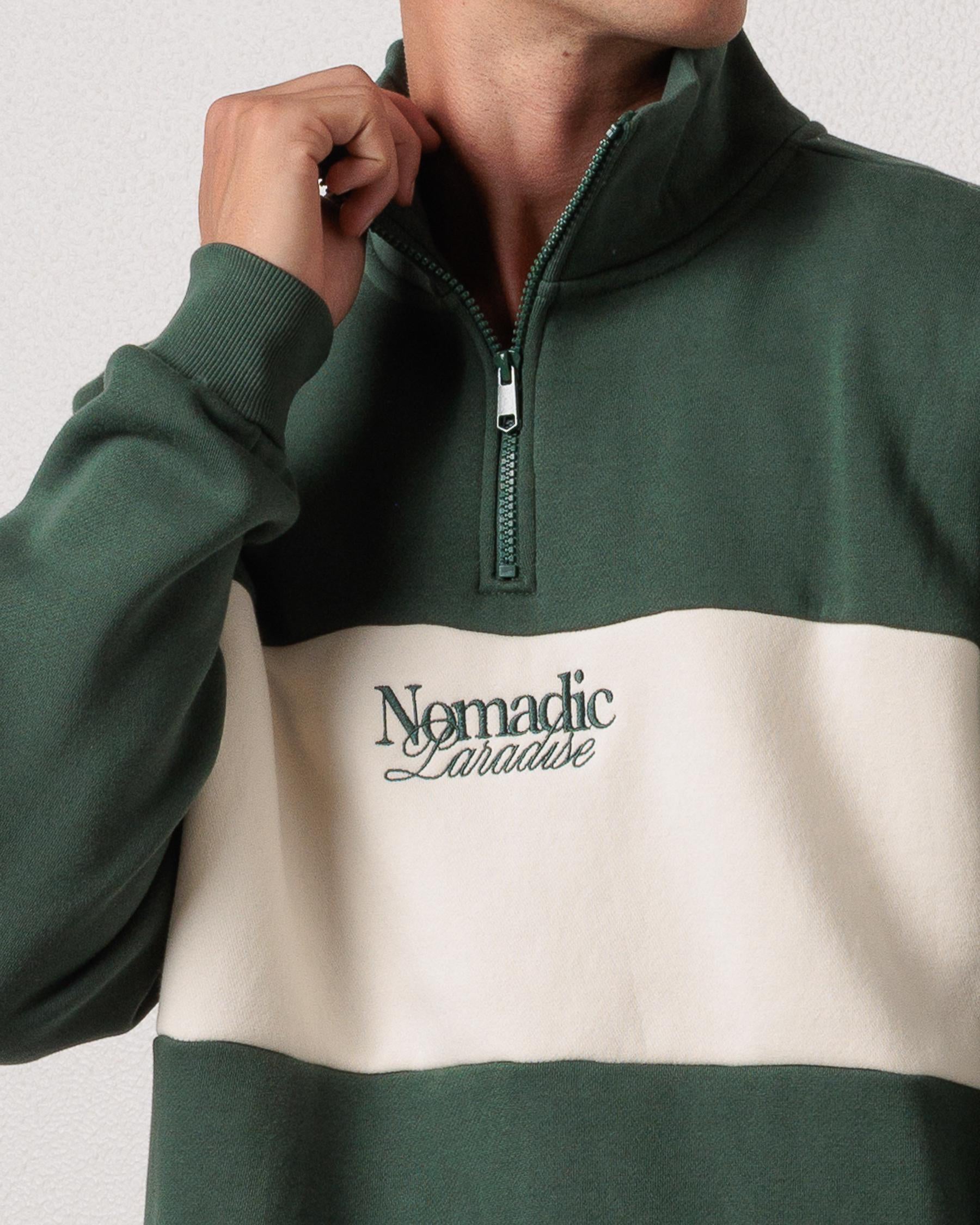 Nomadic Ripple 1/4 Zip Sweatshirt - Green (view 4)