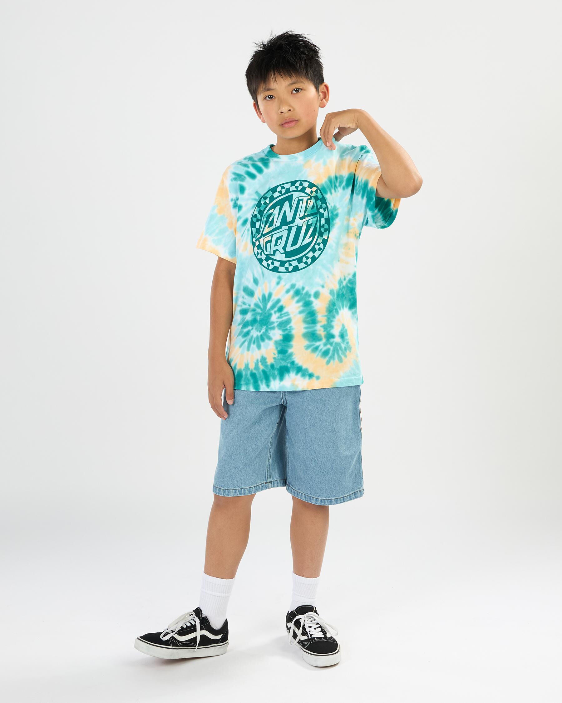 Malba Crash Dot Mono Front Tee - Teal Tie Dye