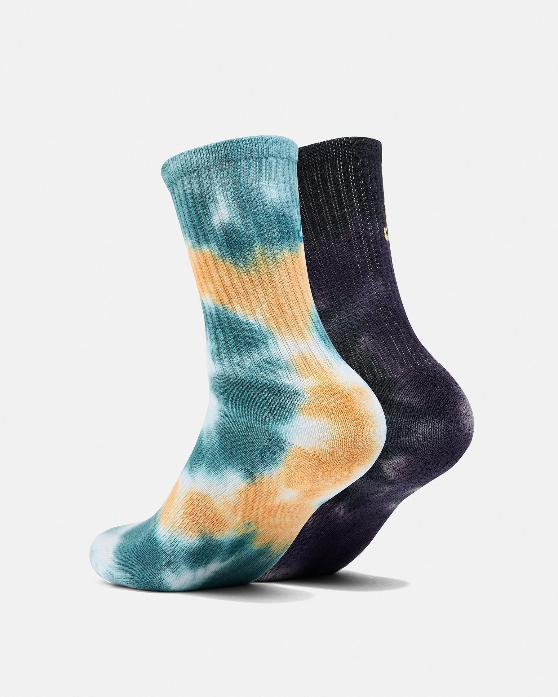 Malba Crash Stack Crew Sock 2 Pack - Teal Tie Dye/Black