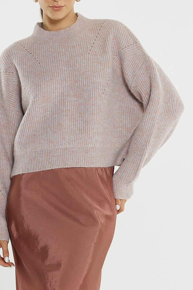 Sass Innes Pointelle Jumper - Pink Marle (view 3)