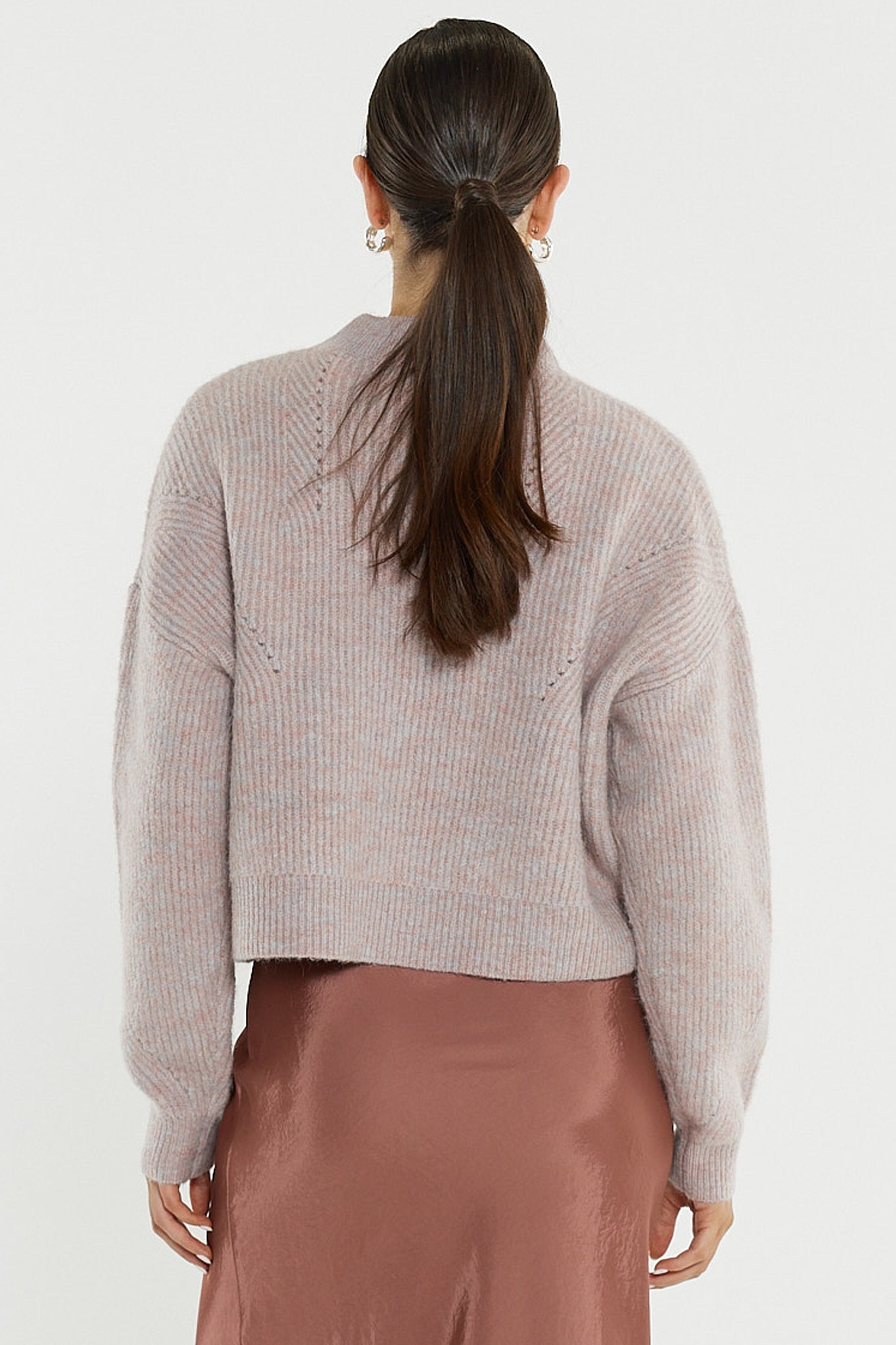 Sass Innes Pointelle Jumper - Pink Marle (view 4)