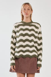 Sass Nikkita Wavy Stripe Knit Cream/Olive