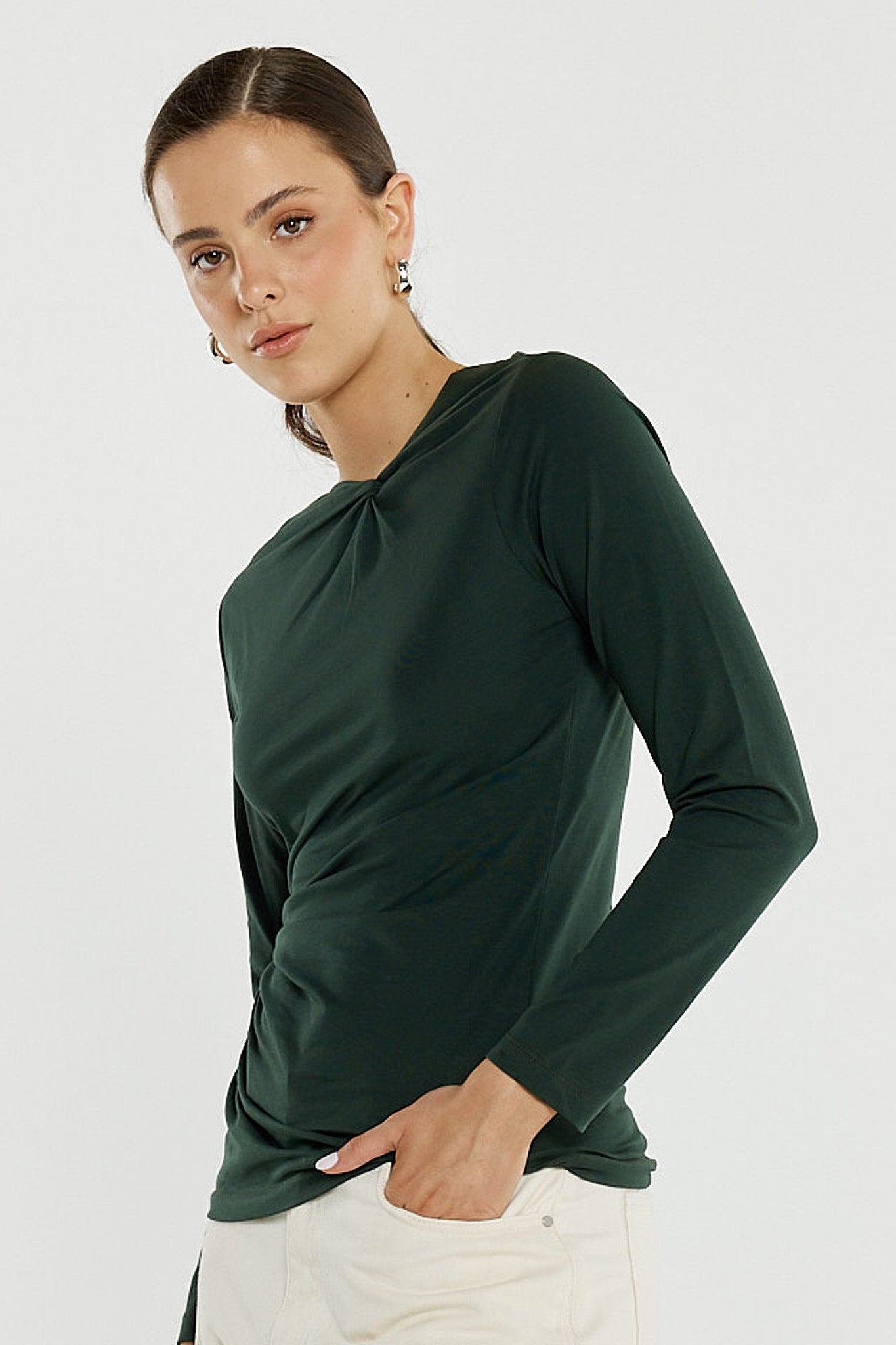 Sass Sophia Twisted Top - Bottle Green (view 4)