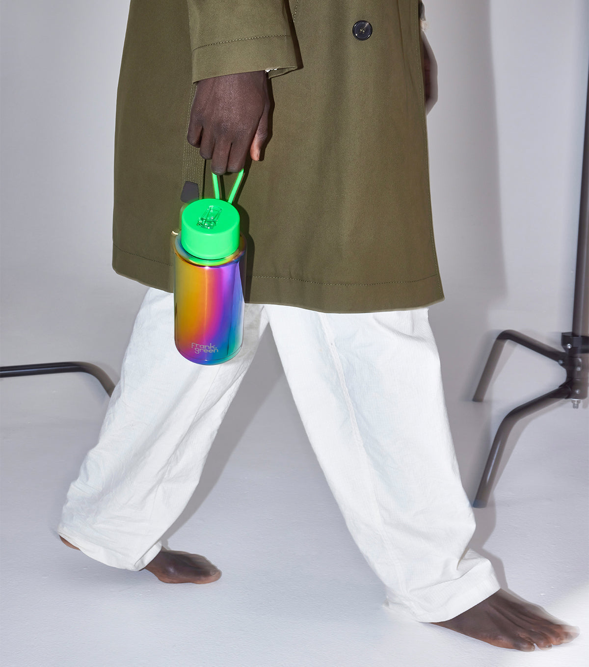 1L / 34oz - Chrome Reusable Bottle with Straw Lid