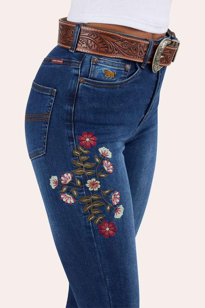 Ringers Western Penny Rodeo Womens High Rise  Bootleg Jean - Classic Blue (view 3)