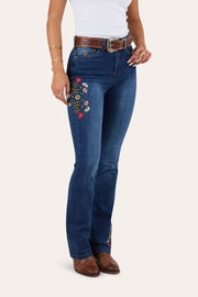 Ringers Western Penny Rodeo Womens High Rise  Bootleg Jean - Classic Blue