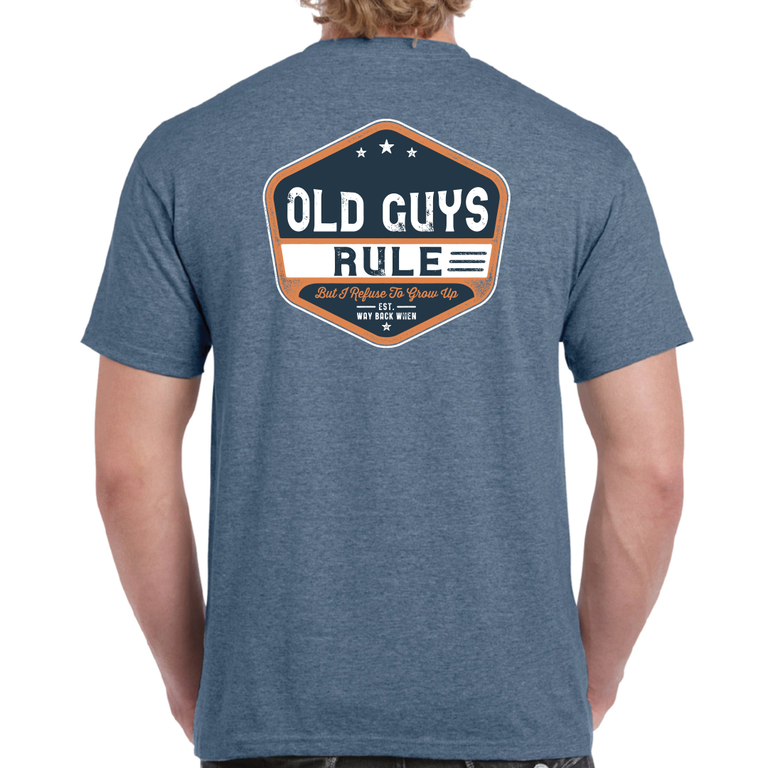 Old Guys Rule Getting Older Tee - Heather Indigo (view 3)