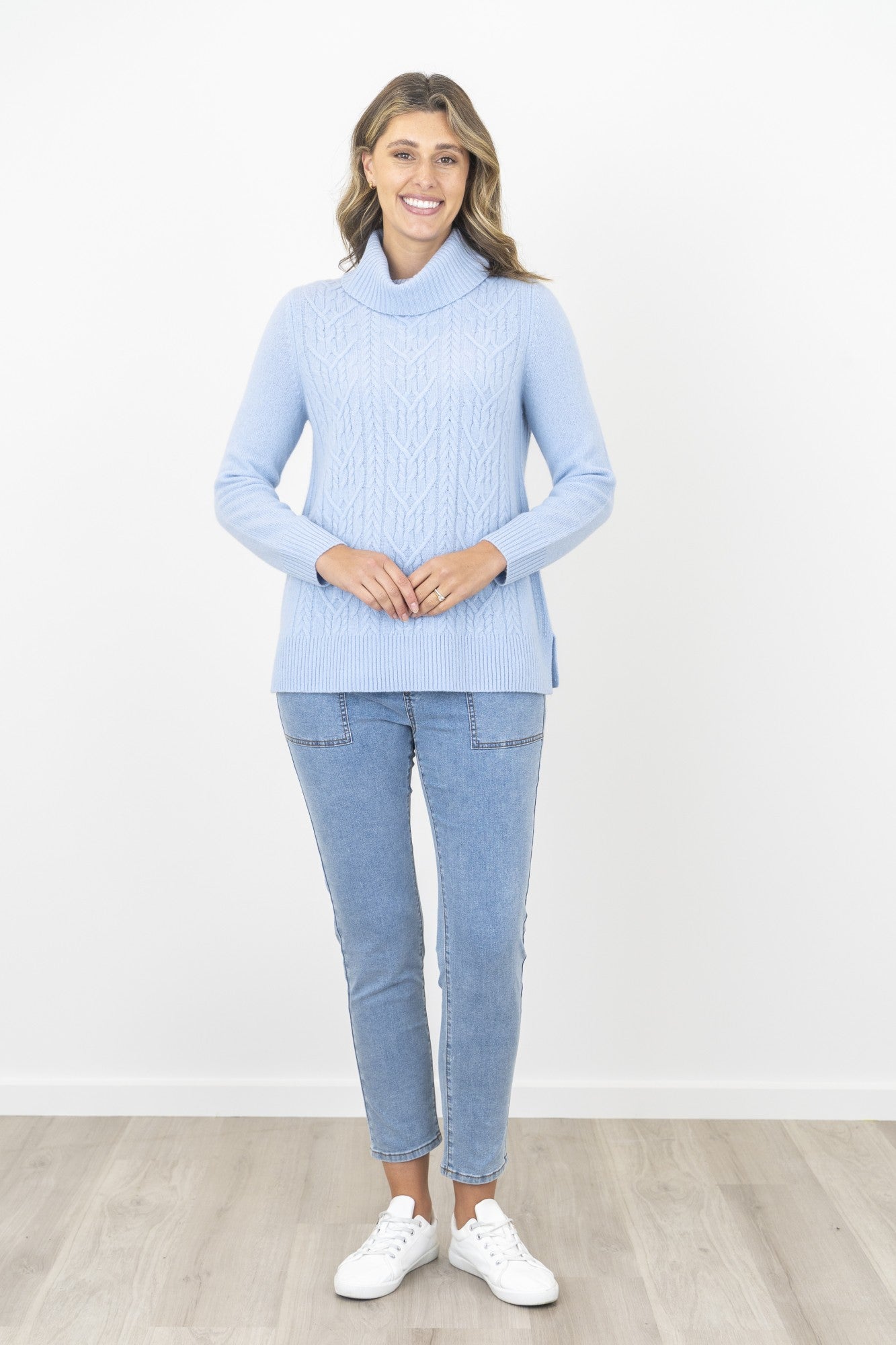 Renoma Merino Wool and Angora Roll Neck in ice