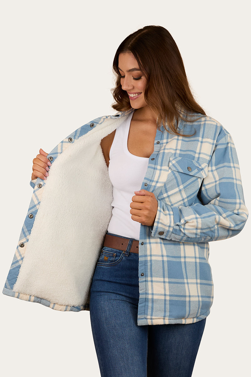 Ringers Western Sadie Womens Sherpa  Flannel - Faded Denim / Off White (view 3)