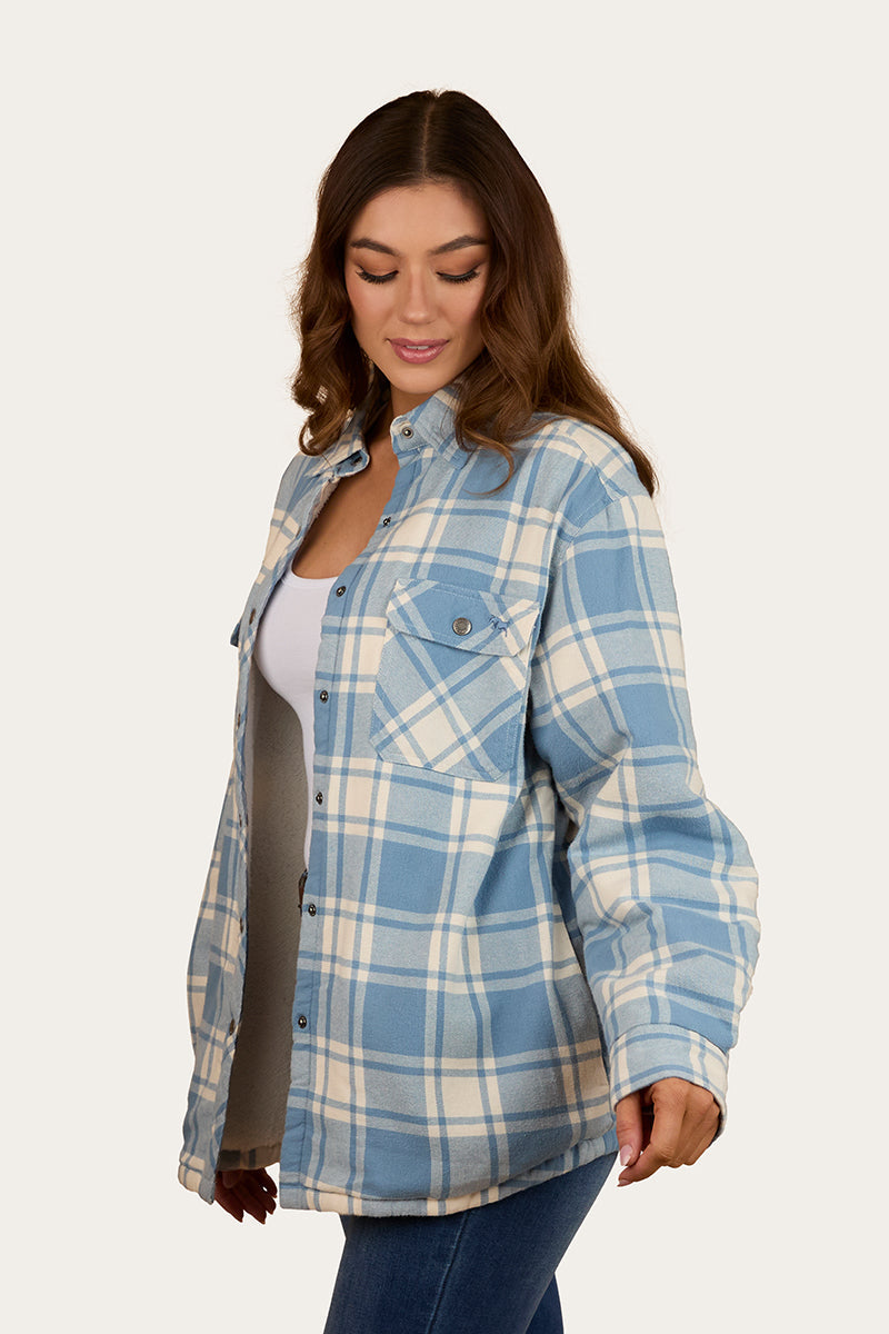 Ringers Western Sadie Womens Sherpa  Flannel - Faded Denim / Off White (view 4)