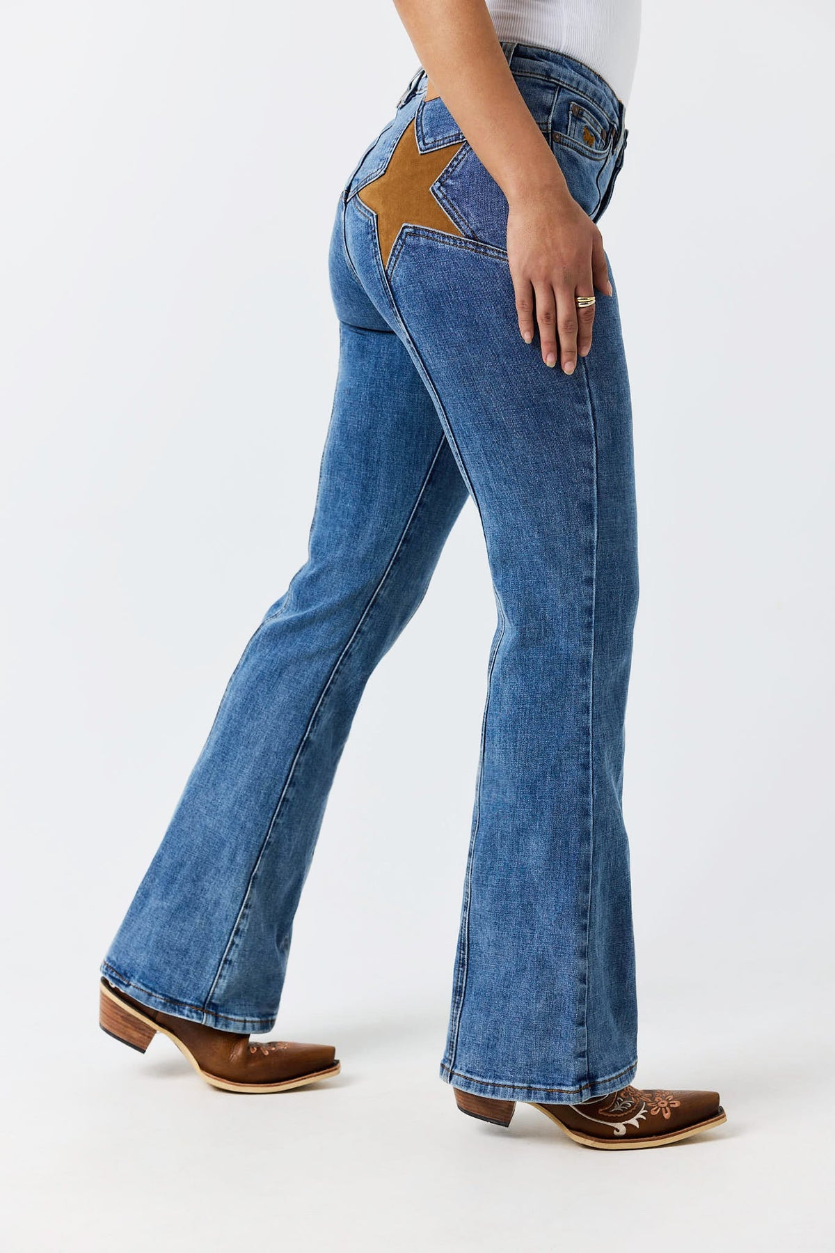 Ringers Western Penny Starstruck High Rise Bootleg Jean Mid Blue side