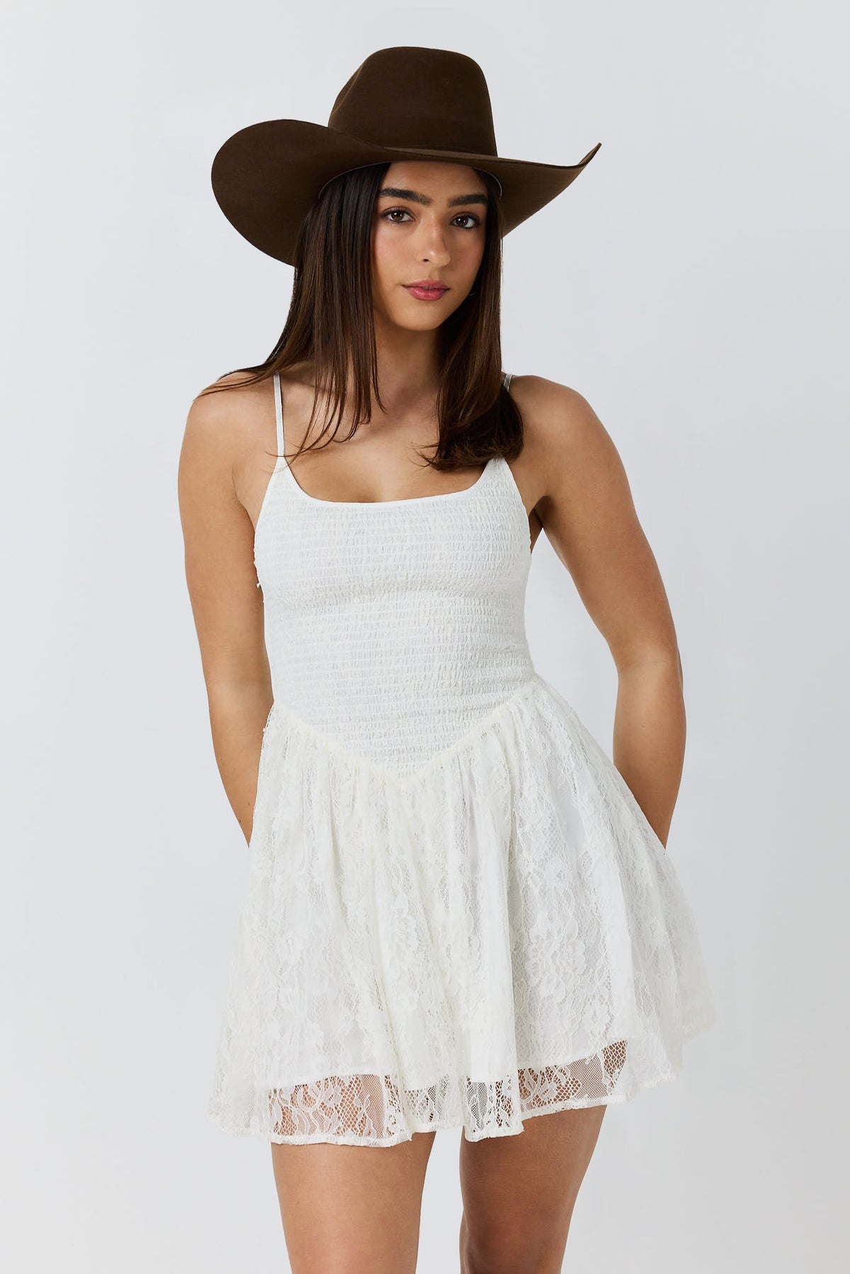 Ringers Western Almost A Cowgirl Mini Dress Off White detail