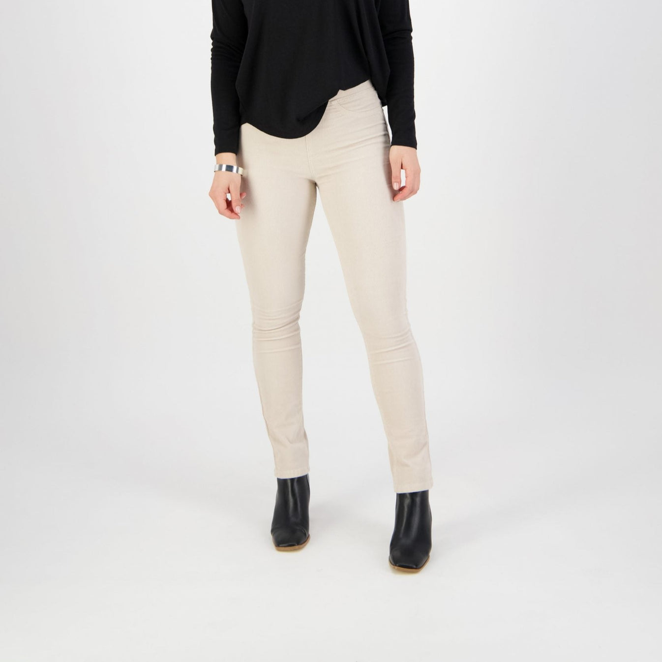 Vassalli 5910M Narrow Leg Full Length Cord Pant - Bone (view 3)