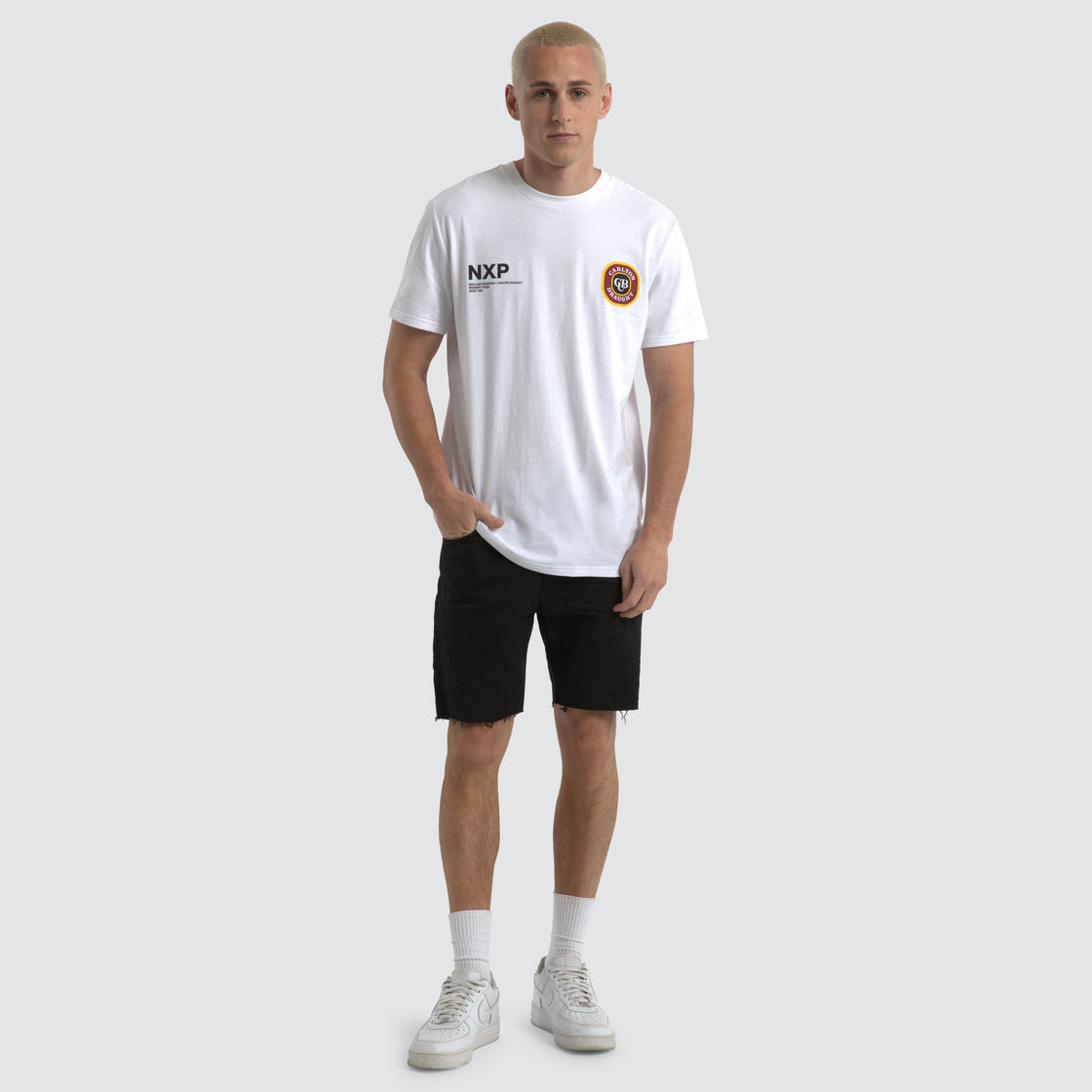 Bramling Cape Back Tee - White / Maroon