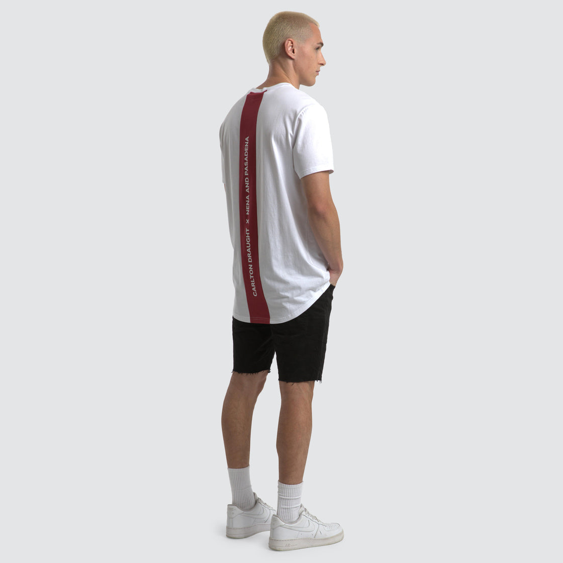 Bramling Cape Back Tee - White / Maroon