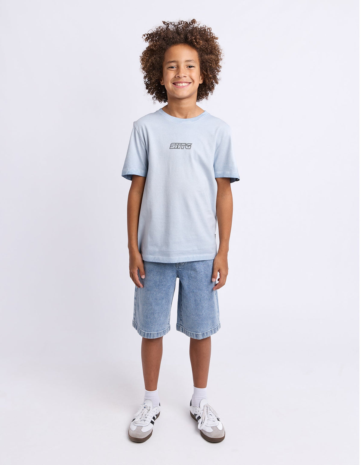 St Goliath Shadow Tee Blue boys detail