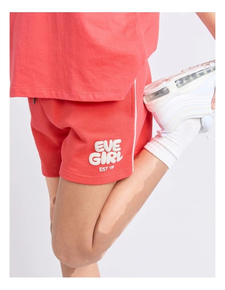 Eve Girl Sports Club Fleece Short - Red - Teen (view 4)
