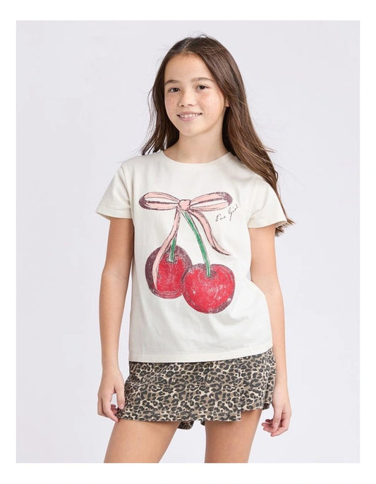 Chloe Cherry Tee - Vintage White