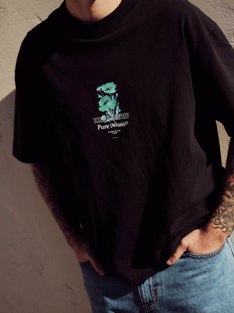 Pure Delusion Box Fit Oversize Short Tee - Faded Black