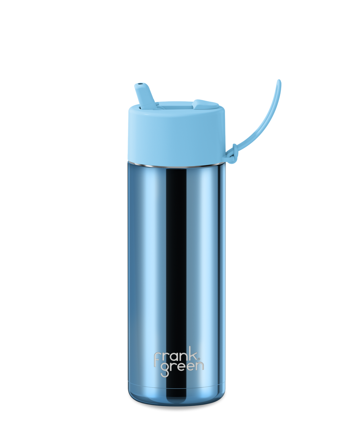 Frank Green 20oz Ceramic Reusable Bottle Blue Chrome
