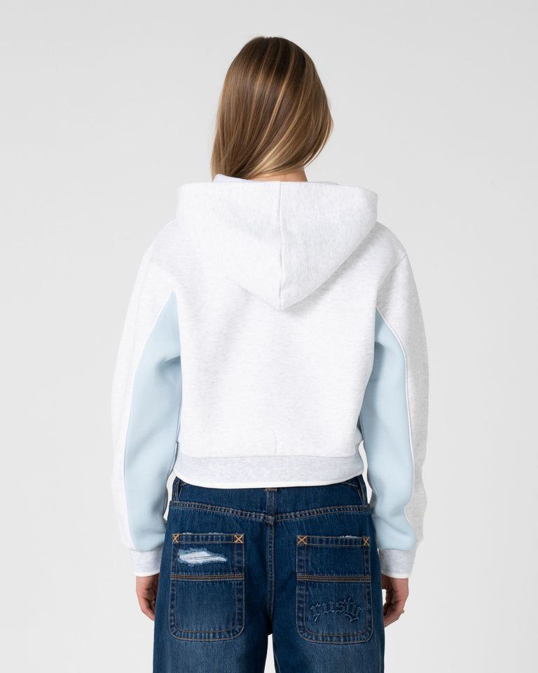 Rusty Mini Two Tides Cropped Hooded Fleece - Ecru Marle (view 3)