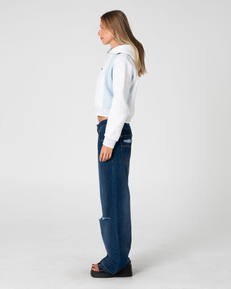 Rusty Mini Two Tides Cropped Hooded Fleece - Ecru Marle (view 4)