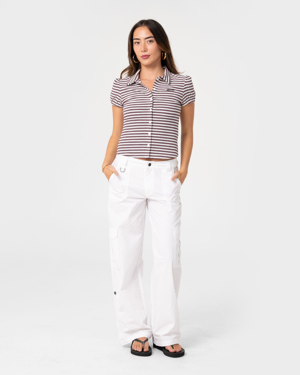 Rusty Sassy Rae Top burgundy egret stripe detail