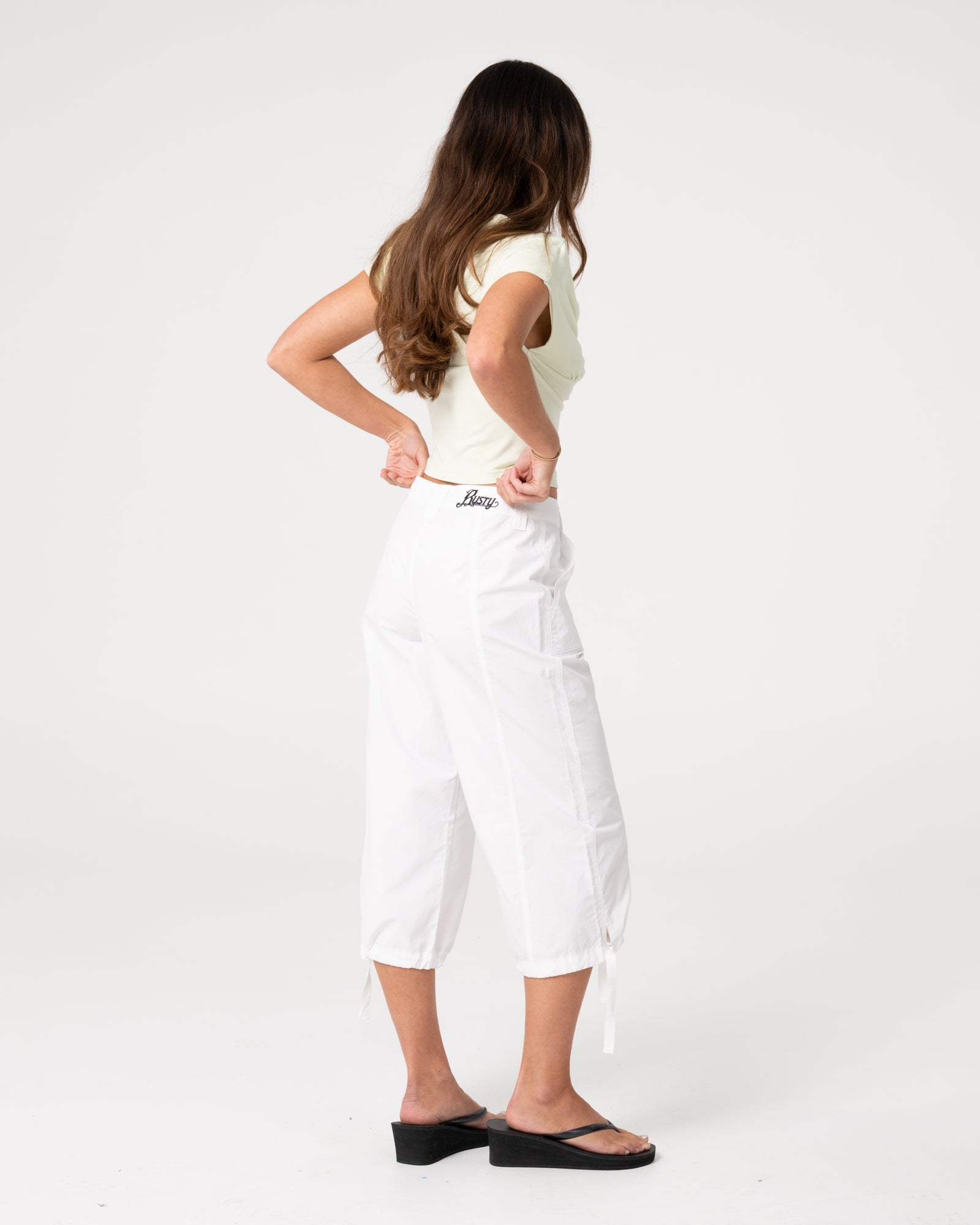 Cameron Low Rise Relaxed Capri Pant - White