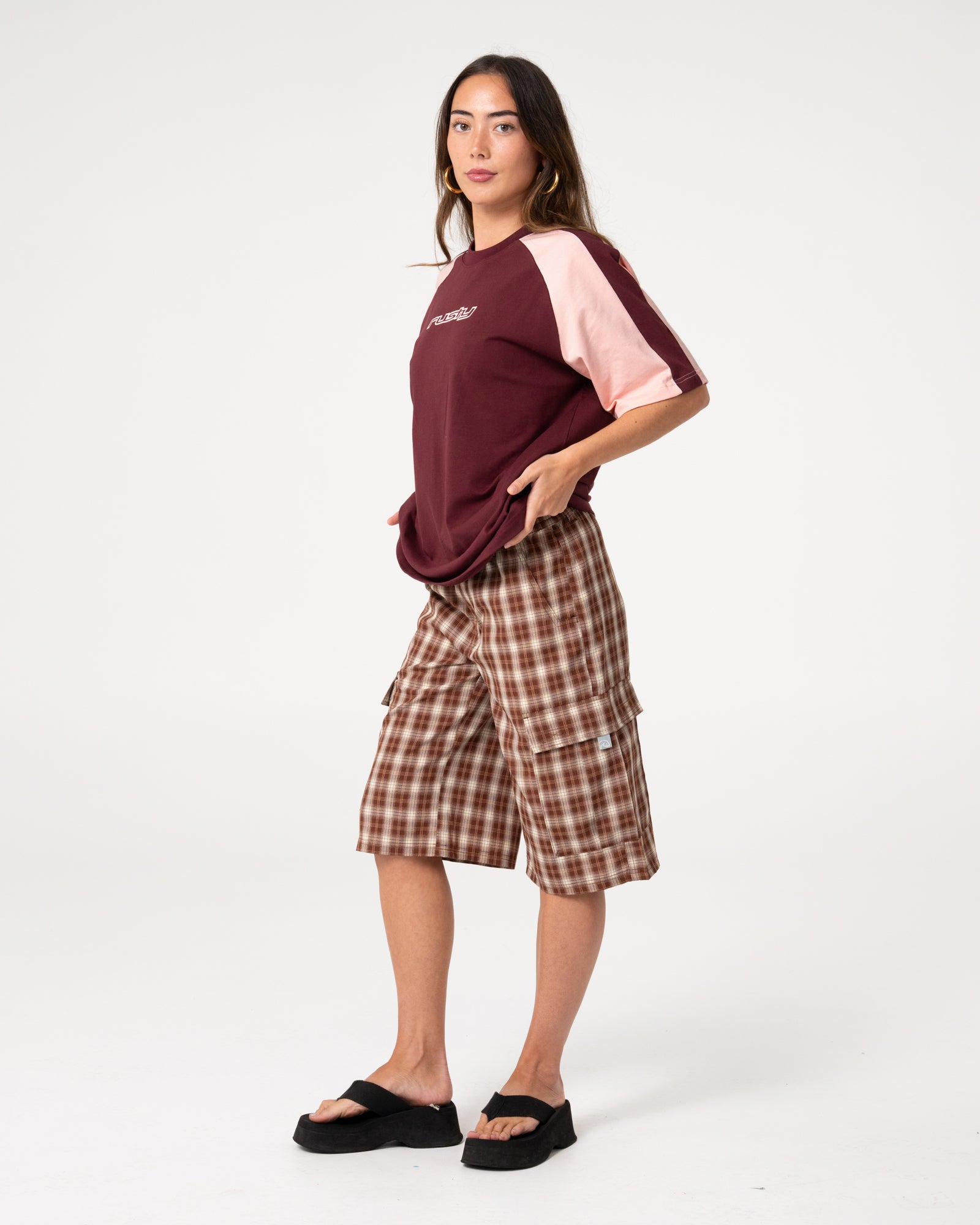 Klooney Oversize Tee - Burgundy / Pink