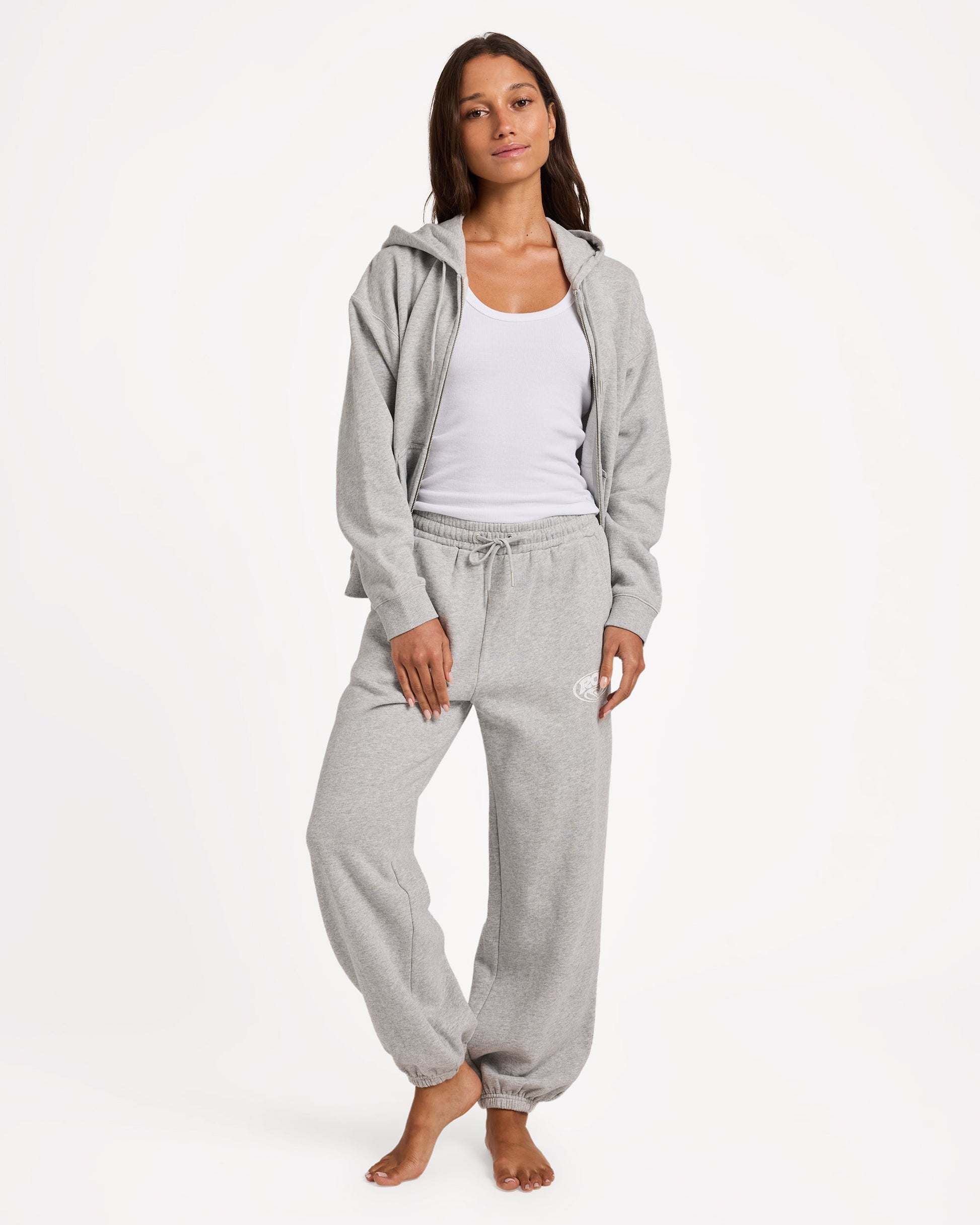 Roxy Dreamy Days Trackie Pant Grey Marle - worn on model