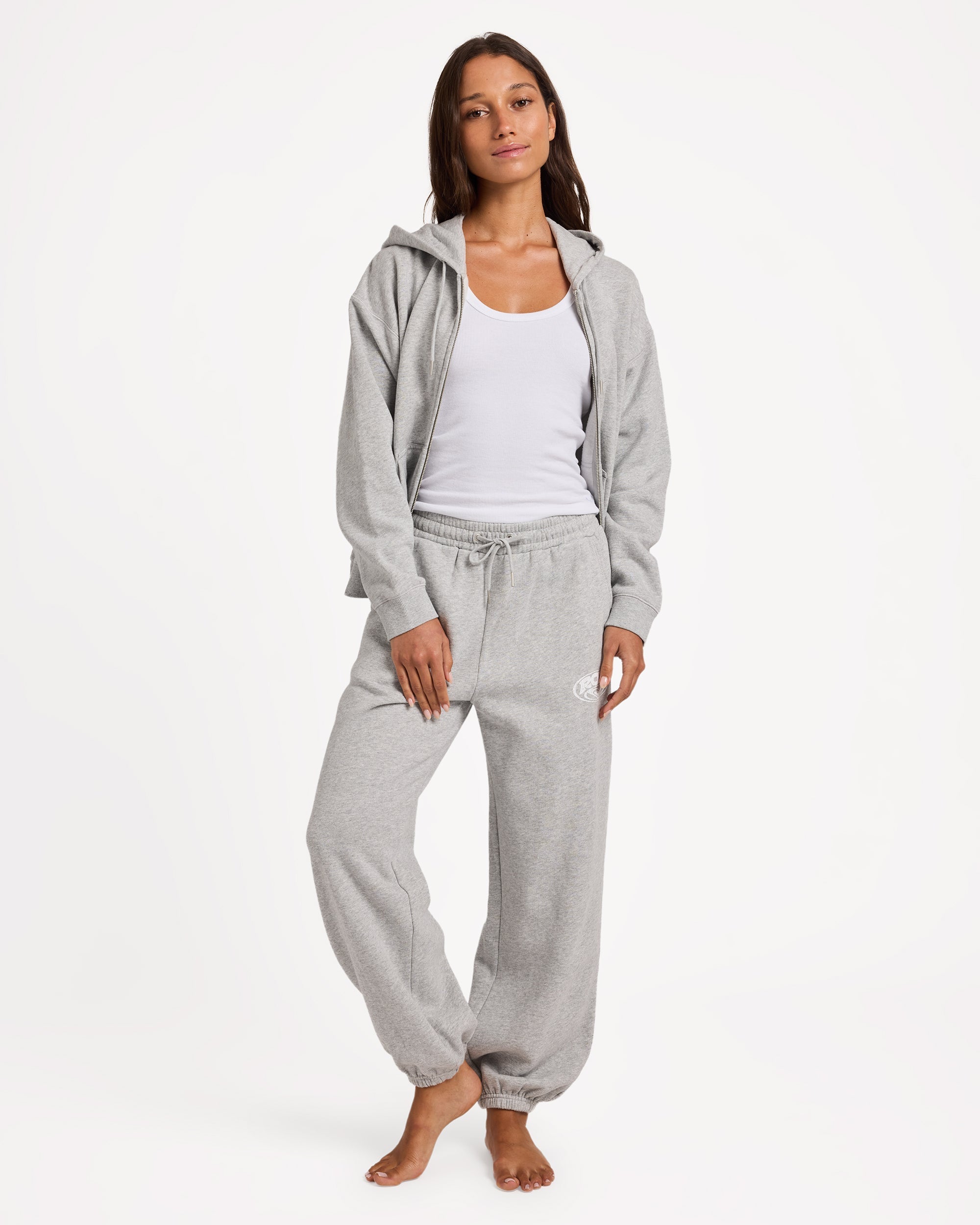 Roxy Dreamy Days Trackie Pant Grey Marle - worn on model